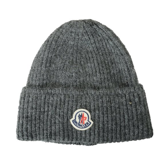 Moncler Accessories - Moncler Unisex Gray 100% Wool Knitted Beanie Hat One Size